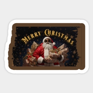 Santa Claus with sunglasses holding bag of gifts Sticker